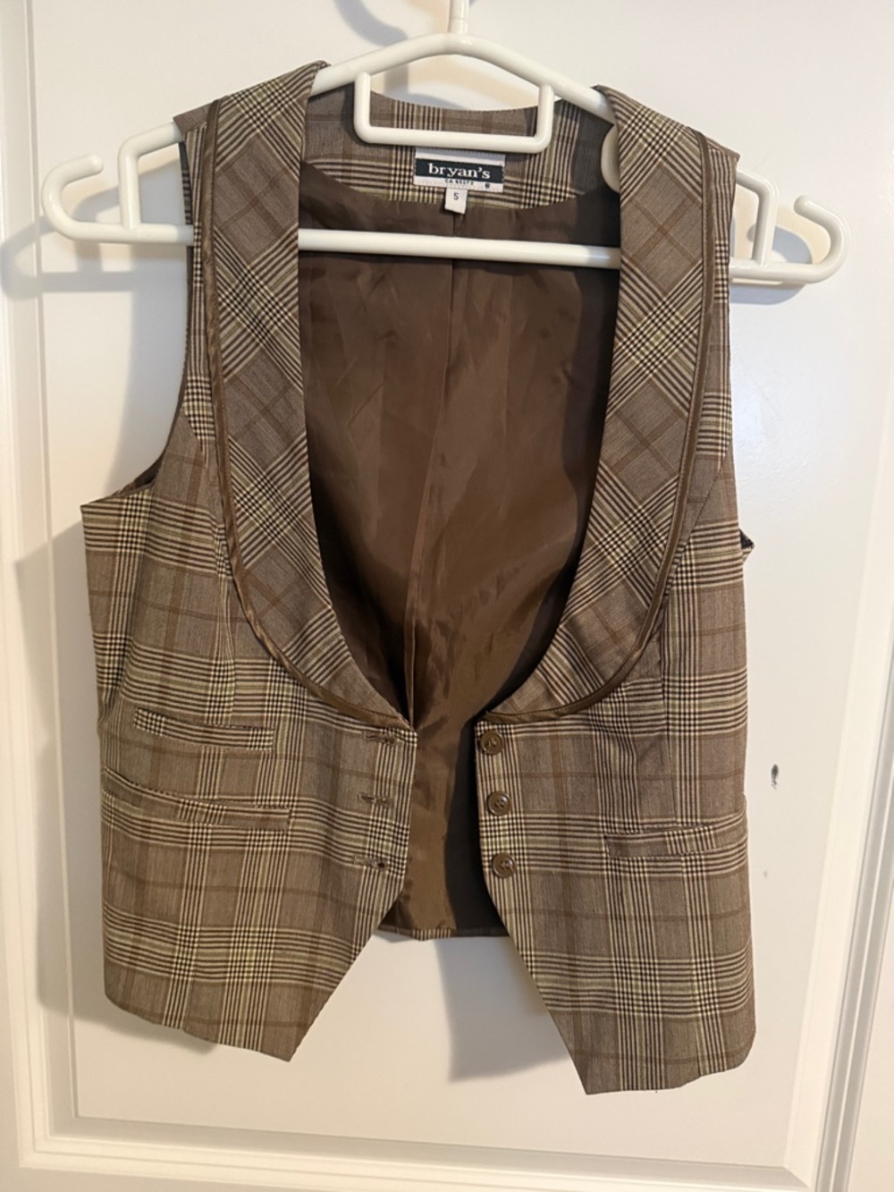 bryan's Brown Plaid Women's Tailored Vest